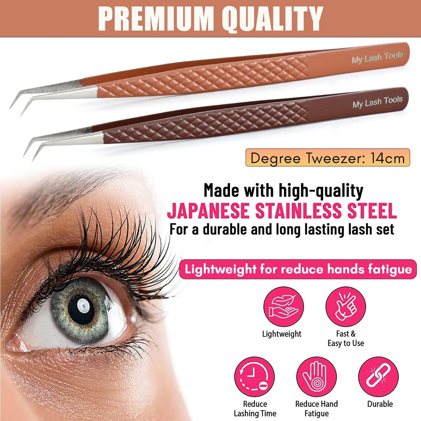2pcs Curved Isolation Tweezers for Eyelash Extensions – 14cm Stainless Steel, Best for Individual Isolation & Classic Lashes Lash Tweezers Set