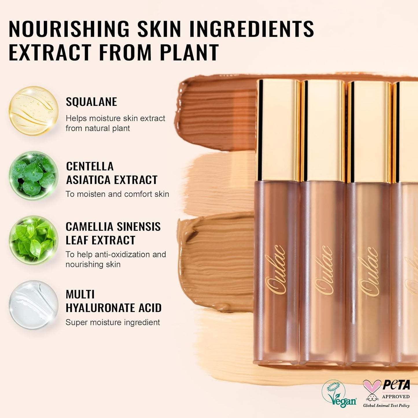 Oulac Concealer Full Coverage, Concealer Stick for Dark Circles, Hydrating Concealer Infused with Hyaluronic Acid, Lightweight, Long Lasting, Vegan Concealer 3.8ml, Shade: W9 Deep