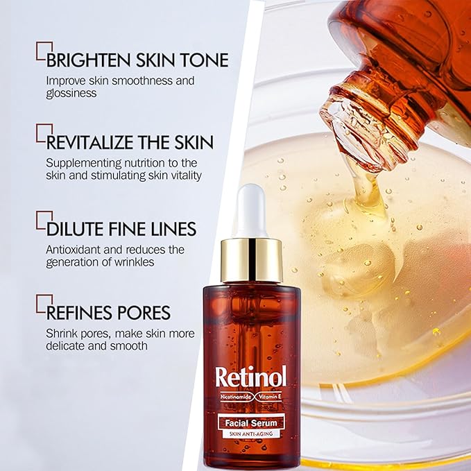 Retinol Skin Care Set, Stocking Stuffers for Women & Girls Gifts Facial Care Kit, Pamper Gifts For Teenage Girls Skincare Set For Glow& Moisturiser, Cleanser,Serum,Lotion,Eye Cream(4pcs)