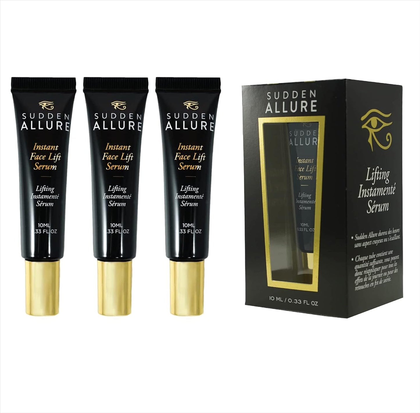 Sudden Allure Instant Face Lift Serum – Erase Under Eye Bags & Wrinkles in 60 Seconds - Firming Face & Eye Serum Cream - Instantly Tighten & Reduce Eye Bags & Crows Feet | Made in USA (10 ml, 3 Pack)