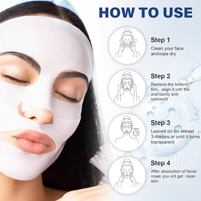 Deep Collagen Overnight Mask,Collagen Face Mask,Bio-Collagen Real Deep Mask,Korean Collagen Films Facial Hydrogel Mask,Deep Collagen Anti Wrinkle Firming Lifting Mask for Face(4pcs/1 Box)