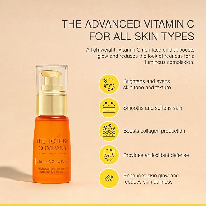Vitamin C Facial Oil 30ml – Brightening Glow Elixir with THD Ascorbate, Turmeric & Tomato Oil – Antioxidant-Rich Skin Booster for Radiance, Even Tone & Smooth Texture
