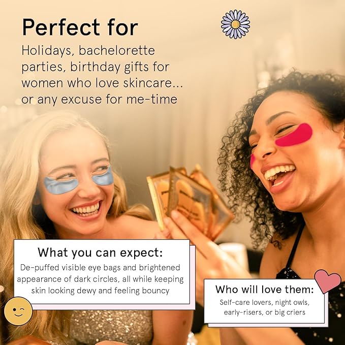 grace & stella Award Winning Under Eye Mask - Travel Size Toiletries - Bridal Shower Gifts - Gel Eye Patches for Dark Circles, Puffy Eyes, Wrinkles, Undereye Bags - Vegan - Self Care (6 Pairs, Gold)