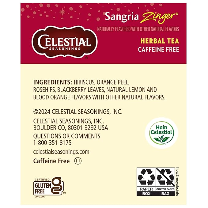 Celestial Seasonings Herbal Tea, Sangria Zinger, 20 Count