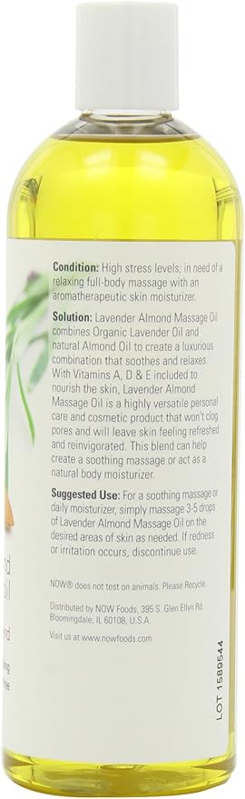 NOW Lavender Almond Massage Oil, 16-Ounces (Pack of 2)