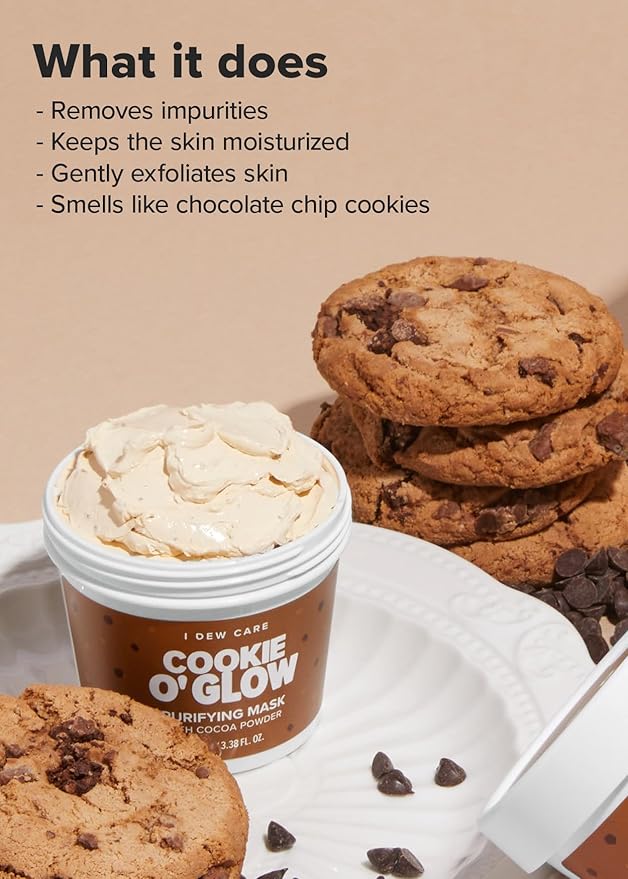 I DEW CARE Wash Off Face Mask - Cookie O' Glow | Hydrating and Purifying for Dry Skin with Cocoa Seed Butter, Korean Facial Mask Skin Care, 3.38 Oz