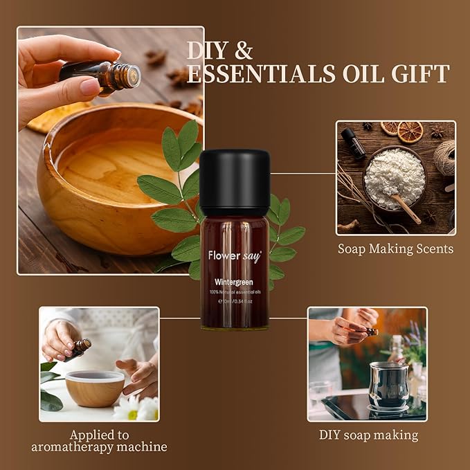 Wintergreen Essential Oil 0.34Oz - 100% Pure Natural MAX Undiluted Premium Therapeutic Grade Essential Oils for Diffuser/Skin Care/Massage/Hair/Toenails