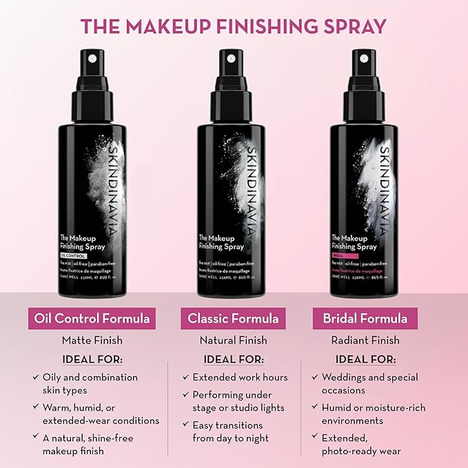 Skindinavia The Makeup Finishing Spray, Bridal Makeup Setting Spray, All-Day Wear, Long-Lasting Up to 16+ Hours, Heat-Resistant & Waterproof, Wedding Day, Bridal Shower Gift, 8.0 Oz