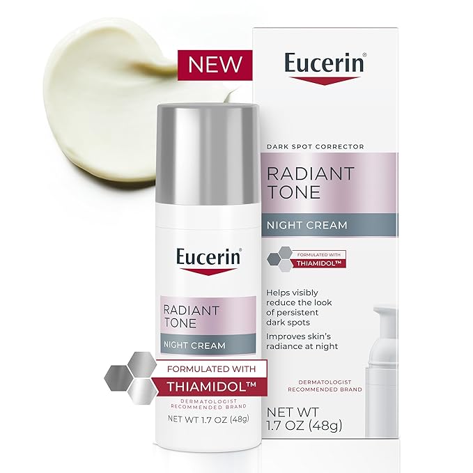 Eucerin Radiant Tone Night Cream, Dark Spot Corrector for Face with Thiamidol, Helps Visibly Reduce the Look of Persistent Dark Spots, 1.7 Oz Bottle