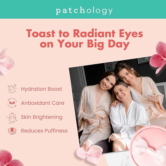 Patchology Serve Chilled Rosé Hydrating Under Eye Patches – Hyaluronic Acid & Antioxidant-Infused Eye Masks to Reduce Dark Circles, Puffiness & Fine Lines - Ideal Skincare Essentials (5 Pairs)