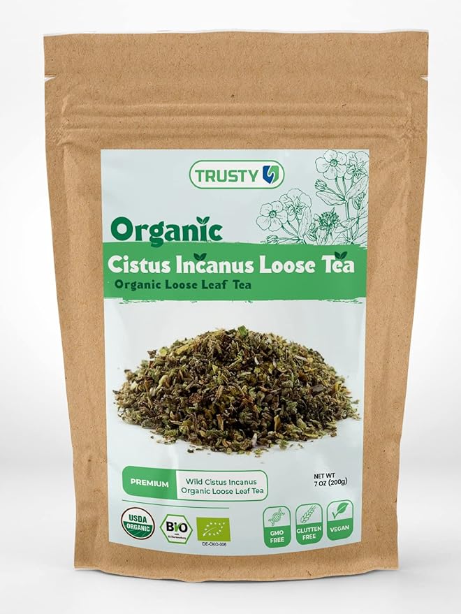 TRUSTY Cistus Loose Tea 7oz (200g) – Premium Wild Incanus Organic Leaf – Herbal Tea Loose Leaf for Immune System Boost and Gut Support – Nutrient-Rich Rockrose