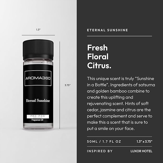 Aroma360 - Eternal Sunshine Pro Pod Fragrance Oil Blend | Hotel Inspired Luxury Essential Oil Diffuser | Aromatherapy Scent Diffuser Oil | Satsuma, Golden Bamboo and Cedar 1.7 fl oz, 50 mL
