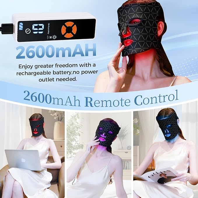 Red Light Therapy for Face – Medical-Grade LED Face Mask Light Therapy red light therapy mask for Wrinkles, Acne, and Skin Rejuvenation | Red, Blue & Infrared Light Therapy