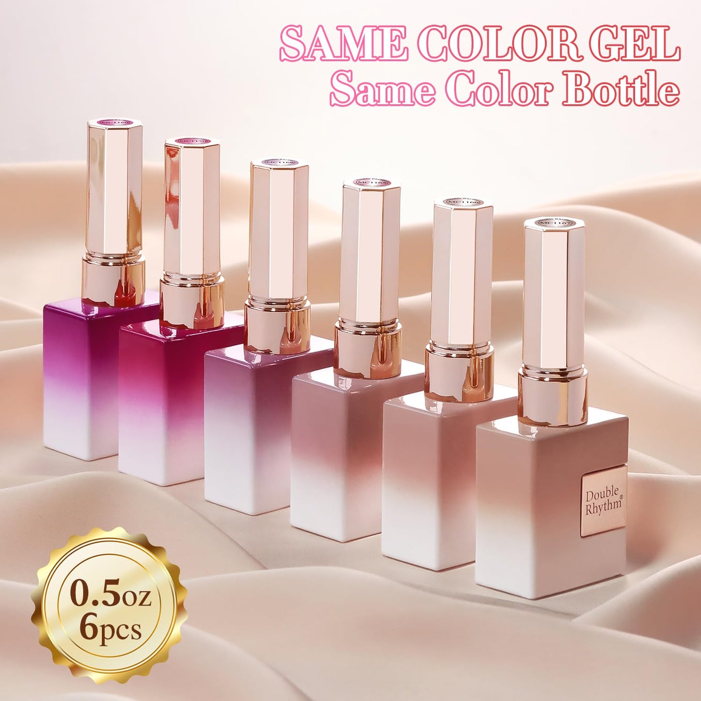 Double Rhythm Cat Eye Gel Nail Polish Set of 6 Same Color Same Bottle 0.5 Oz Shimmer Glitter with Magnet Holographic Reflective Magnetic UV Nail Polish Kit at Home (Nude Pink Rose-T6-30)