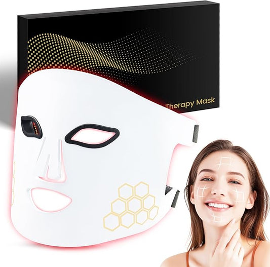 Red Light Therapy for Face, Infrared LED Face Mask Light Therapy 4 Light Waves with 850nm Near Infrared, Portable Rechargeable Red Light Therapy Mask Skincare Device for Facial Rejuvenation