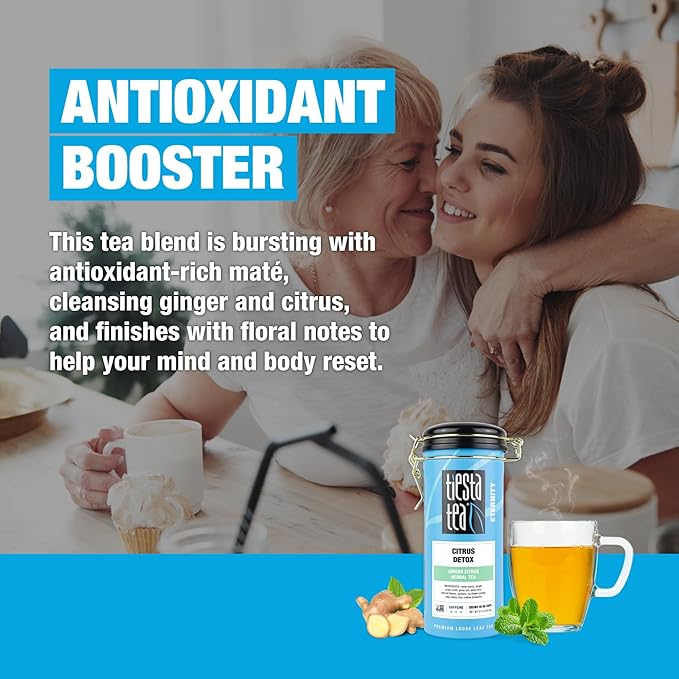 Tiesta Tea - Ginger Citrus Herbal Tea | Loose Leaf | Lemon Ginger with Mint and Chamomile | Herbal Bags Alternative, Hot or Iced, Caffeine-Free | Refillable Tin, Brews 50 Cups | 3 Ounce