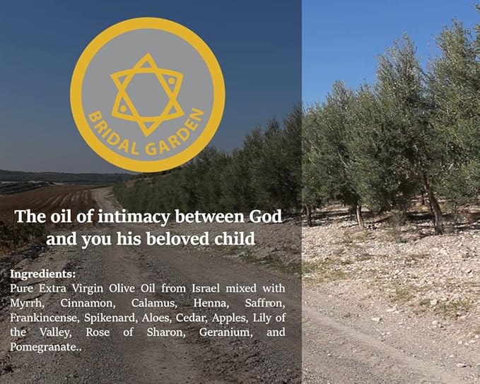 Bridal Garden Anointing Oil from Israel, Holy Spiritual Oils Bottles from Jerusalem Blessed, Handmade with Natural Ingredients and Blessed for Wedding Ceremony, Religious Use, 0.34 Fl Oz