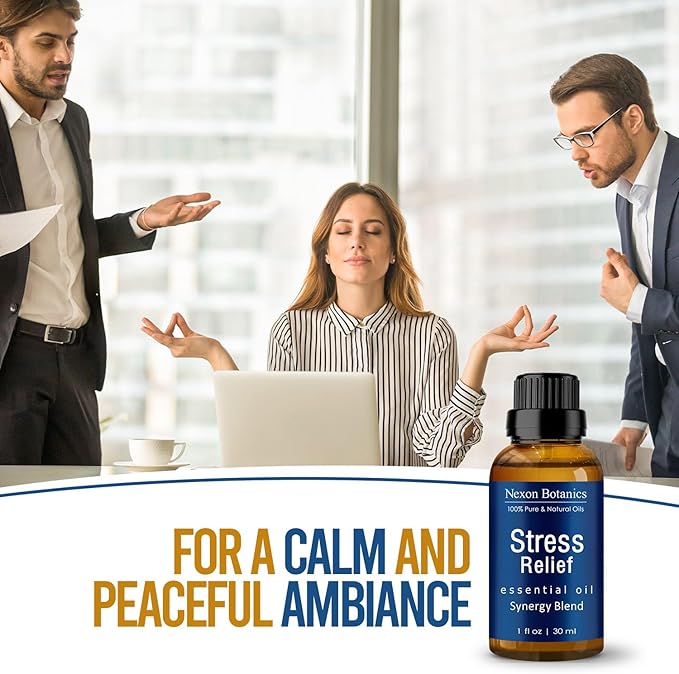 Stress Relief Essential Oil Blend 30 ml - Stress Relief & Calm Essential Oil for Diffusers & Aromatherapy - Promotes Relaxation & Sleep - Nexon Botanics