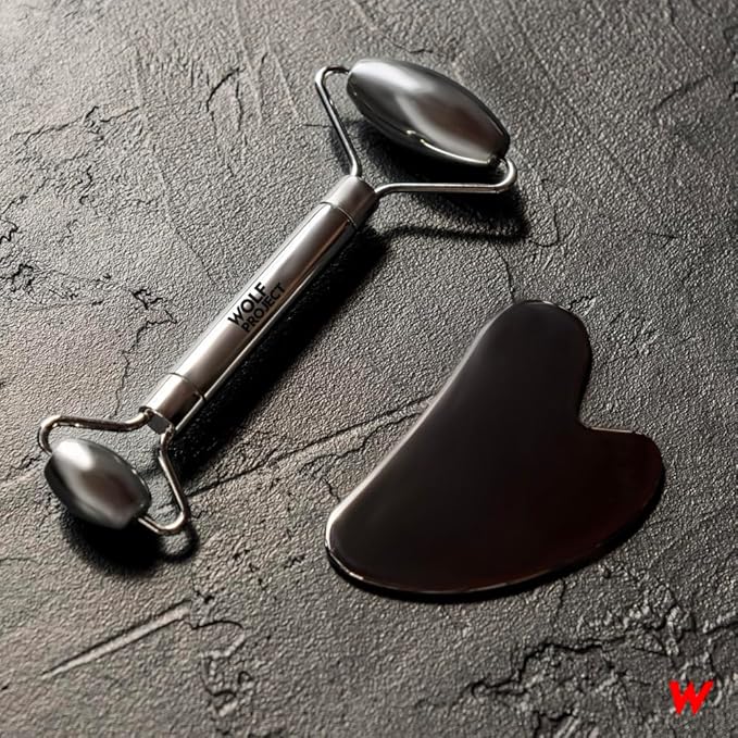 Wolf Project Stainless Steel Face Roller - Helps Reduce Face Puffiness, Massage Face, Neck and Eyes