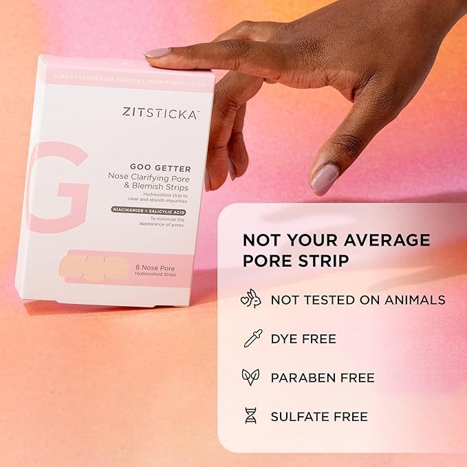 ZitSticka Hydrocolloid Surface Area Pimple Patches for Face - Clarifying Pore & Blemish for Large Zit T-Zone Coverage - Zit Sticker Absorbs Oil, Unclogs Pores, & Targets Clusters (NOSE PACK 8PC)