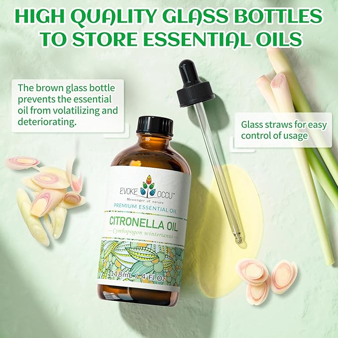 EVOKE OCCU Citronella Oil for Cleaning, Air Freshening, Add to Spray and Diffuser - 4 FL Oz