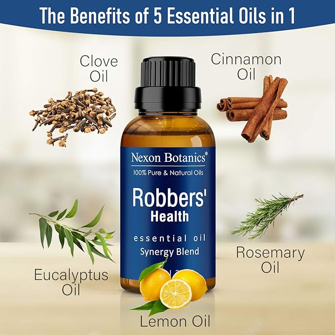 Robbers' Health Essential Oil Blend 30 ml - Immunity Boosting Thieves Oil - Natural Fighter Shield Against Germs - Nexon Botanics
