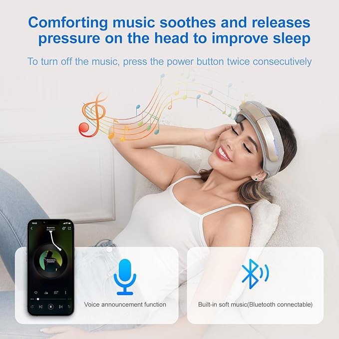 Portable Electric Head Massager, 5 Modes with Heat & Bluetooth, Deep Relaxation for Fatigue, Stress, and Sleep