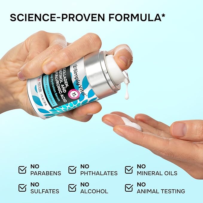 SimplyVital Moisturizer for Neck & Décolleté – With Collagen, Retinol, Peptides & Hyaluronic Acid – Anti-Aging Hydration – Made in USA – 1 fl.oz