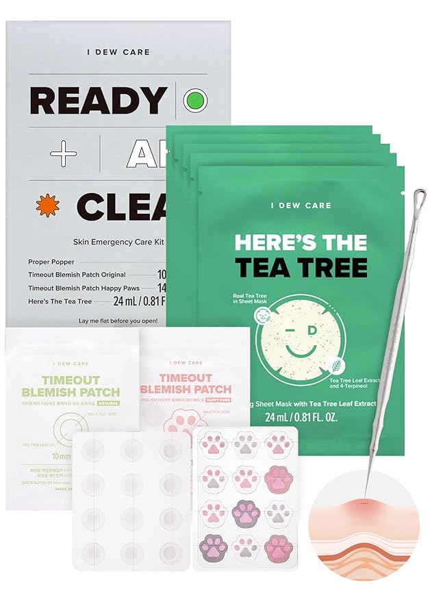 I DEW CARE Emergency Skin Care Kit - Ready Aim Clear + Skin Care Set - Kitten My Balance On | Travel Size Trio Bundle