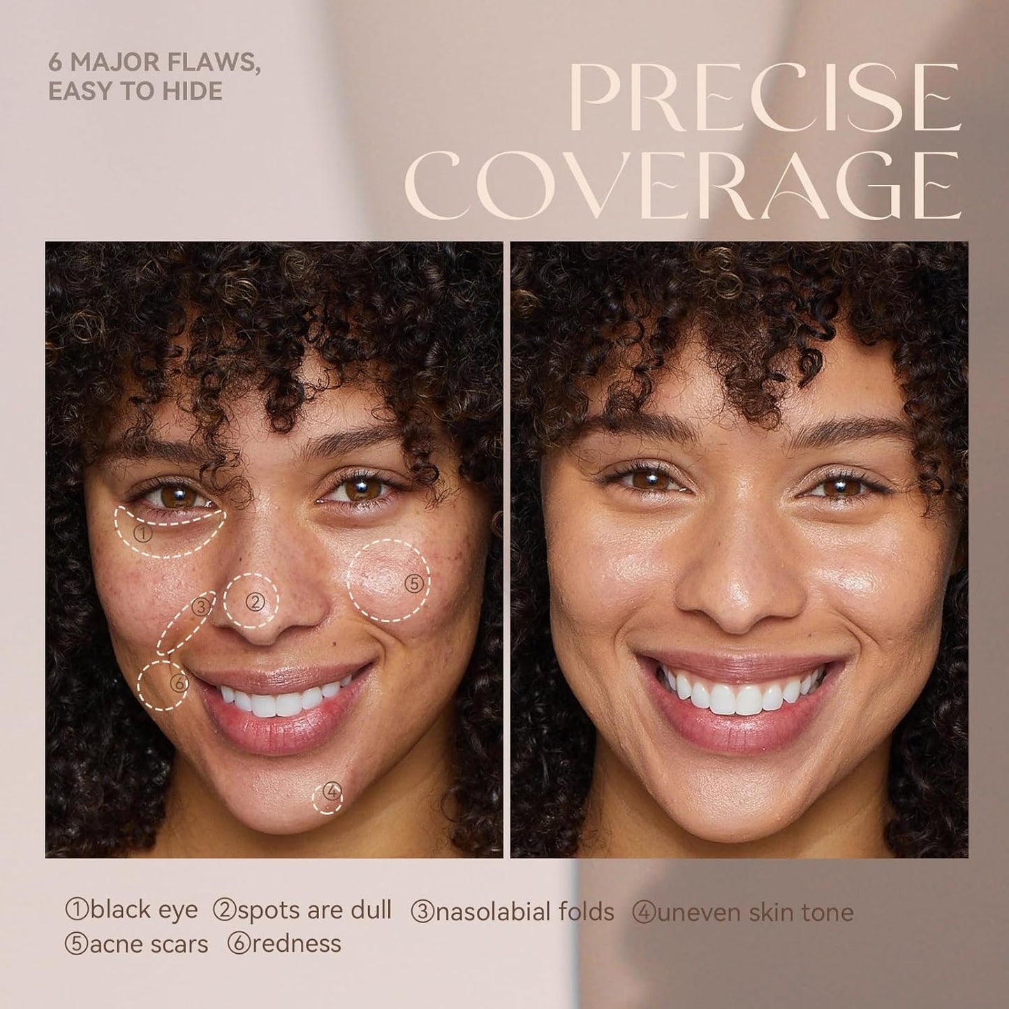 Foundation Makeup,Soft Beige Full Coverage Foundation Makeup（Built-in brush）Vegan & Cruelty-Free-Oil Control Flawless Concealer Cover Facial,Natural Blemish Face Makeup(05#)