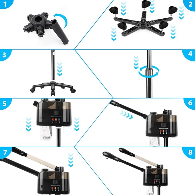 Professional Facial Steamer with Ozone, Hot&Cold Mist Facial Steamer, Facial Humidifier on Wheels, Esthetician Steamer for Facial Deep Cleaning and Moisturize, Suitable for Spa, Salon and at Home Use