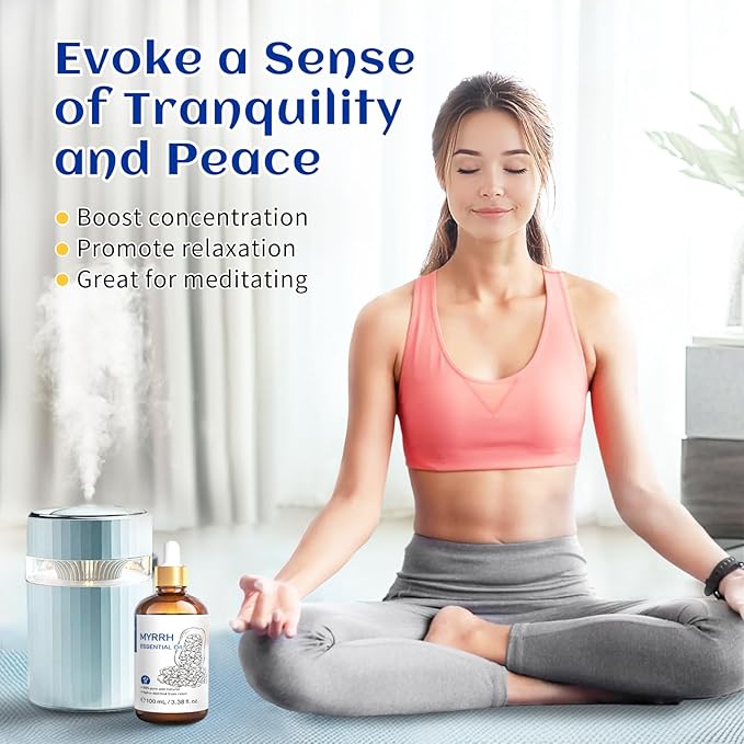 HIQILI Myrrh Essential Oil for Skin, Face, Diffuser, Add to Perfume, Toothpastes, Candle, Soap - 3.38 Fl Oz