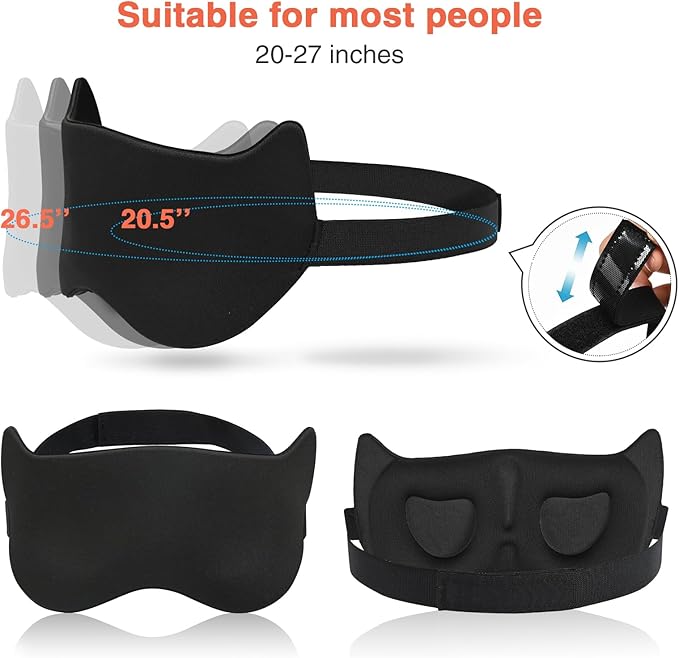 Cute Sleep Eye Mask for Kids, 3D Contoured Cup Sleeping Mask & Blindfold, Concave Molded Night Sleep Mask, Block Out Light, Soft Comfort Eye Shade Cover for Travel Yoga Nap,KD