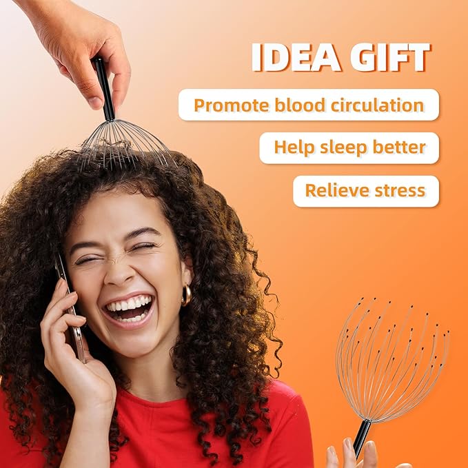 YEZY Head Massager 28 Fingers Head Scratcher Scalp Massager, Back Scratcher, Stocking Stuffers for Scalp Massage Back Massage (Black)