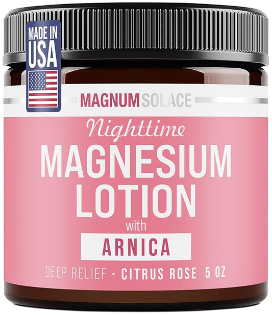 Nighttime Magnesium Lotion with Arnica – Soothing Relief & Relaxation, Highly Concentrated Magnesium for Muscles & Joints – Apply to Legs or Feet Before Bed – Skin-Friendly