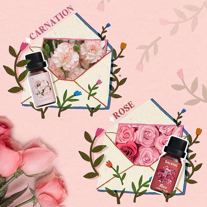 SALKING Fragrance Oil Gift Set for Mom, Premium Essential Oil for Diffuser, Scented Oil Gift for Mother's Day, Diffuser Oil for Soap & Candle Making Scents, Set of 6 Aromatherapy Oil for Women