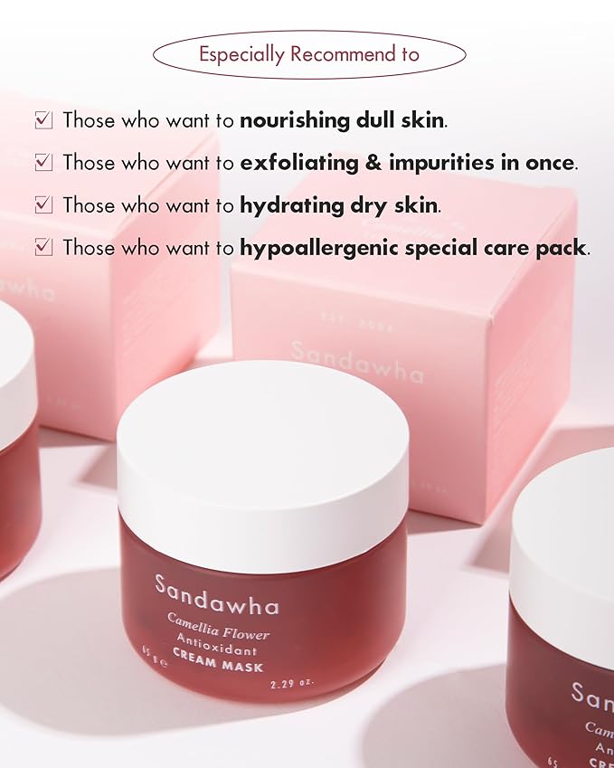 SKINCURE Camellia Flower Cream Mask - Antioxidant, Petal-Infused Wash-Off Facial Mask, Anti-Aging & Hydrating Treatment for Dry and Rough Skin, Illuminates & Refreshes, 2.3 fl. oz.