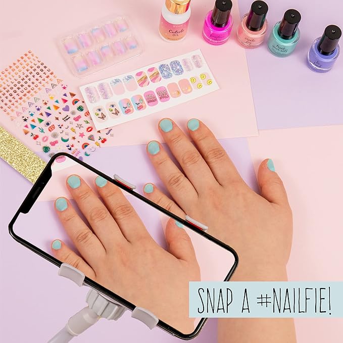 STMT Self-Love Club D.I.Y. Nail Art Studio by Horizon Group USA, 10+ Essentials for at-Home Manicure Including Nail Polishes, Soothing Hand Mask, Cuticle Oil, Phone Holder, Nail Stickers & More