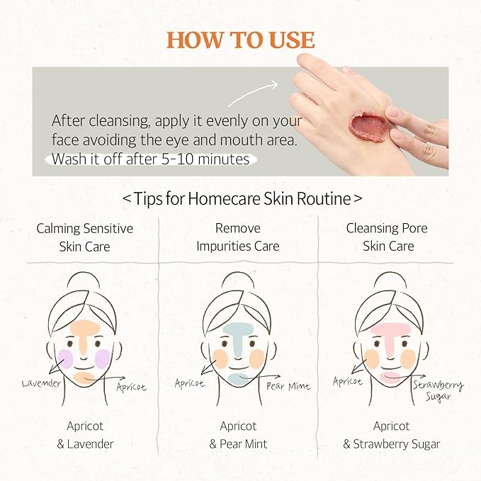 SKINFOOD Mask Apricot Trouble Care 120g - Facial Pore Clearing and Body Skin Soothing - Wash Off Face Masks, Clear & Smooth Skin - Shower-Proof Texture (4.23 oz)