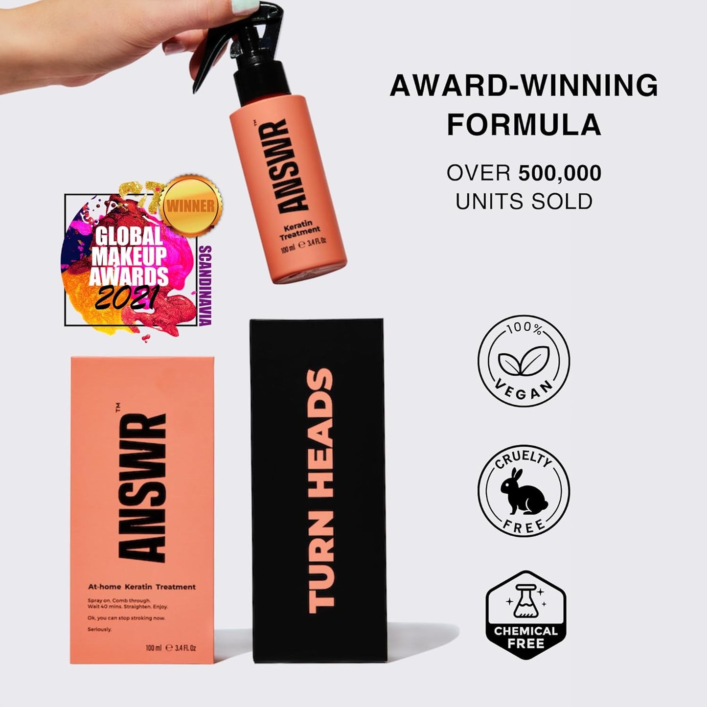 ANSWR At Home Brazilian Keratin Hair Treatment for All Hair Types – Deep Nourishment, Eliminates Frizz, Salon Results At Home, Sulfate-Free, Safe for Colored Hair, 90 Day Lasting results