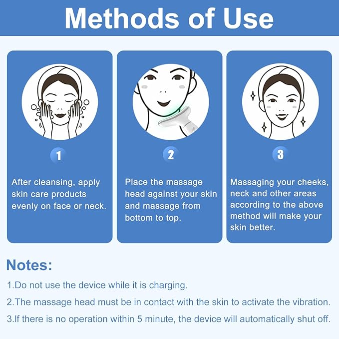 Red-Light-Therapy-for-Face and Neck, Anti-Aging Facial and Neck Massager, Soothing and Relaxing Face Massager Device with 4 Color LED Therapy, Vibration and Thermal Functions for Skin Care (White)