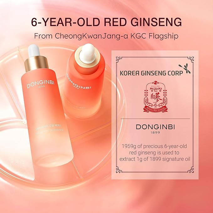 Donginbi Red Ginseng 1899 Watery Oil Essence - Mother's Day Gifts, Fast Absorbance Facial Essence for Skin Glow with Red Ginseng Oil, 1.01 floz / 30ml