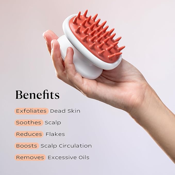 KAMEDIS Scalp Massager Brush - Silicone Gentle Scalp Scrubber, Exfoliator & Hair Dandruff Scrub Away - Use On Shower with Shampoo for Scalp Scrub. Suitable for Men & Women