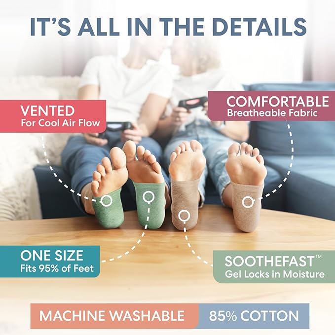 Dr. Frederick's Original Moisturizing Heel Socks for Cracked Heel Treatment - 2 Pairs - Socks for Dry Feet - Cracked Skin Repair & Overnight Hydration - Foot Care for Women & Men - Green Aloe