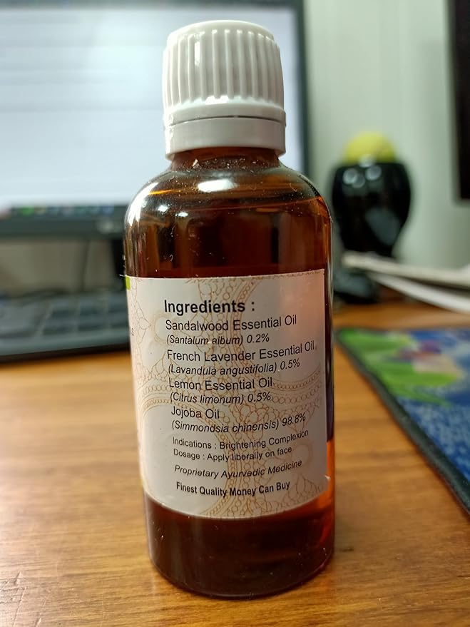 Suvarna - Fair & Flawless - Essential Oil Blend of Sandalwood, French Lavender & Lemon Essential Oils in Jojoba Oil 5ml (0.16 oz)