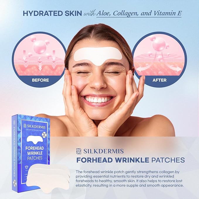 Anti Forehead Wrinkle Patches: Anti Wrinkle Facial Patches overnight- Forehead Wrinkles Treatment 144 pcs (Blue(12pcs))