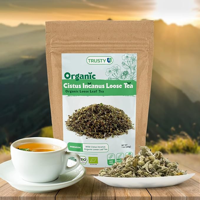 TRUSTY Cistus Loose Tea 7oz (200g) – Premium Wild Incanus Organic Leaf – Herbal Tea Loose Leaf for Immune System Boost and Gut Support – Nutrient-Rich Rockrose