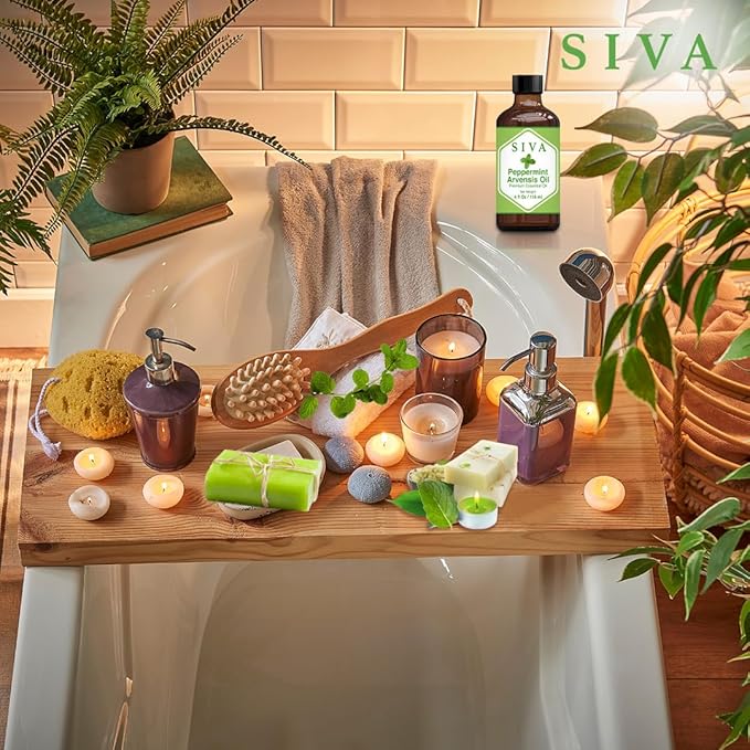 SIVA Peppermint Arvensis Essential Oil - 4 Fl Oz – Natural Peppermint Arvensis Oil - for Diffuser, Face, Skin Care, Aromatherapy, Hair Care, Scalp and Body Massage - with Dropper