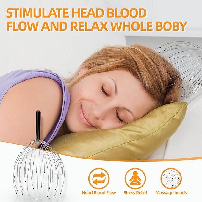 YEZY Head Massager 28 Fingers Head Scratcher Scalp Massager, Back Scratcher, Stocking Stuffers for Scalp Massage Back Massage (Black)