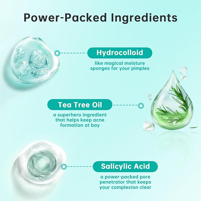 Pimple Patches for Face， Acne Patches/Hydrocolloid Patches for Covering Zits and Blemishes/Spot Care for Face，Absorb Fluid,4 size (210 Count)